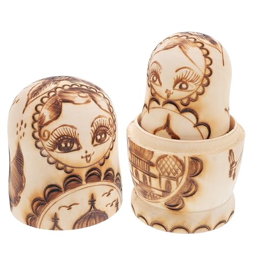 BESTonZON Russische Matrjoschka-Puppen Doppelköpfiges Set Stapelbarer Nesting Dolls Zur Dekoration Unfertiges Holzspielzeug Für Jungen Und Mädchen von BESTonZON
