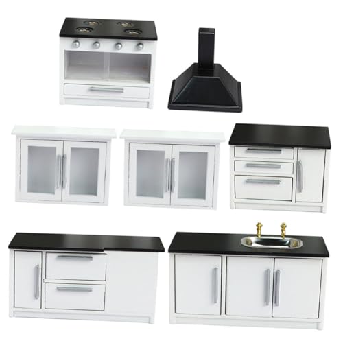 BESTonZON 1:12 Miniatur-puppenhaus-küchenmöbel Holz-Miniatur-küchenzeilen-Sets Gasherd Für Puppenhaus-zubehör von BESTonZON