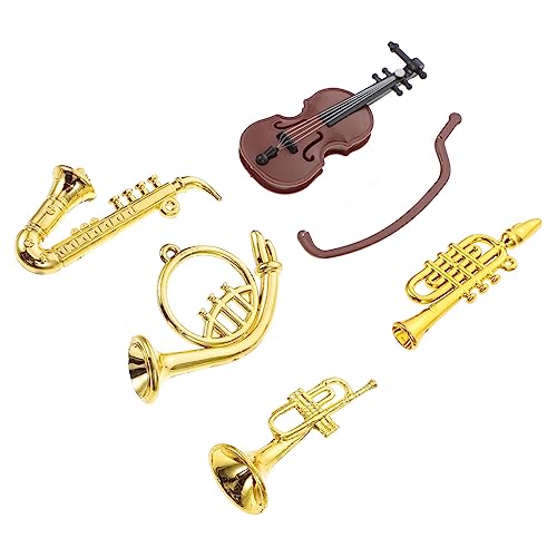 BESTonZON 1 Set Mini Musikinstrument Miniatur Geigenschmuck Mini Geigenornament Dekoratives Mini Geigenmodell Miniatur Trompeten Dekorationen Mini Saxophon Puppenhaus Trompeten von BESTonZON