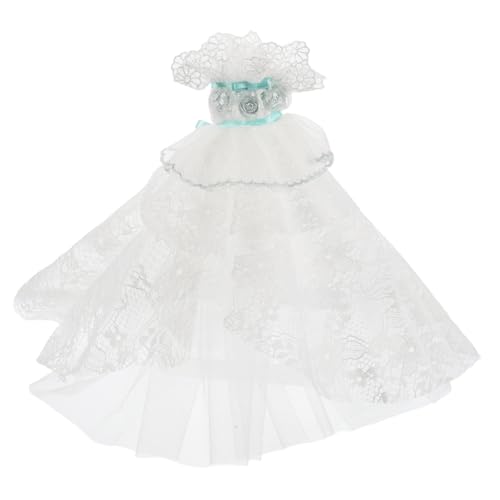 BESTonZON 1 Set Mini-formelles Kleid Für Puppe, Verträumtes Spitzenhochzeitskleid Mit Hohem Absatz, Babypuppenkleidung, Puppenkleidungszubehör, Stilvolles Minikleid von BESTonZON
