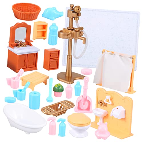 BESTonZON Miniatur Badezimmer öbel Set Dekoratives Modell Für Puppenhaus 4 Teiliges Set Mit Toilette Und Waschbecken Mini Ornament Perfekte Ergänzung Für Ihre Miniaturwelt von BESTonZON