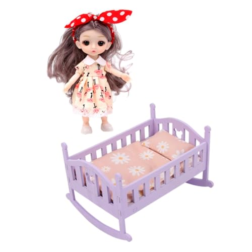 BESTonZON Mini Puppenhaus Bett Set Miniatur Bett Aus Holz Kinder Rollenspiel Spielzeug Puppenhaus Möbel von BESTonZON