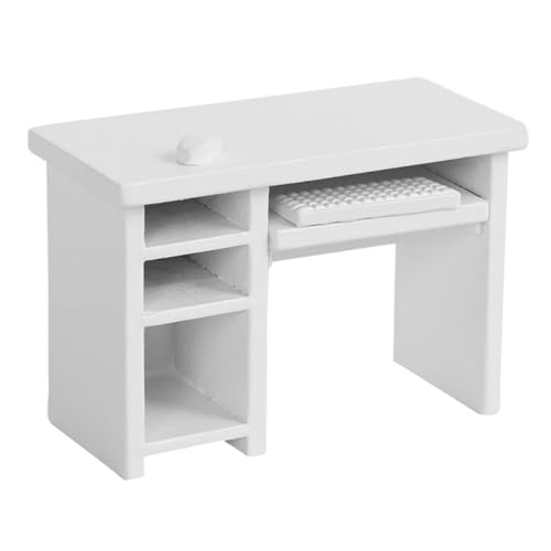 BESTonZON Puppenhaus Miniatur-büroschreibtisch Im Maßstab 1:12 Spielzeug-Schreibtisch-Set Mit Und Tastatur Holzmöbel Für Jungen Und Mädchen von BESTonZON