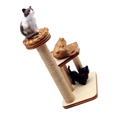 BESTonZON 1 Set Puppenhaus Katze Klettergerüst Dekoration Winziges Modell Kleines Spiel Mini Desktop Ornament Puppenhaus Zubehör Möbel Kratzbaum von BESTonZON