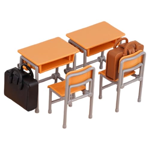 BESTonZON 1 Set Puppenhausmöbel-Set Miniatur-Esstisch Und Stühle Klassenzimmer-Schreibtisch Und -Stuhl Schultaschenmodelle Ideal Für Puppenhaus-Zubehör Und Dekorationen von BESTonZON