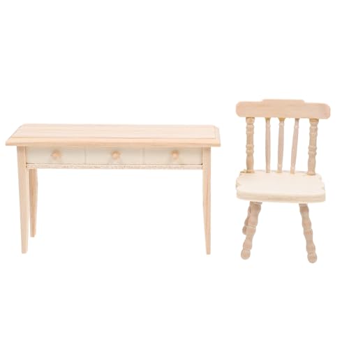 BESTonZON 1 Set Puppenhaustisch Und Stühle Stuhl Für Tische Kleines Außendekoration Kleine Häuser Tisch Und Stühle Für Kleine Häuser Puppenhausdekoration Holz von BESTonZON