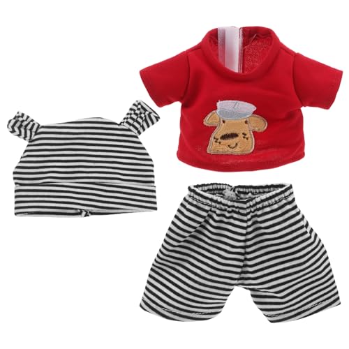 BESTonZON 1 Set Reborn-Babypuppen-Kleidung: 10 Zoll große Mädchen-Outfits mit Hundemuster, gestreifte Hose und Mütze für Neugeborene Puppenspielzeug-Kleidungszubehör von BESTonZON
