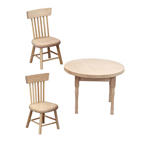 BESTonZON 1 Set Runder Tisch Und Stühle Essen Kleinkindermöbel Für Kleinkinder Puppenhausmöbel Puppenhauszubehör Kinderspielzeug Puppenmöbel Puppenhausmöbel Minitisch Holz BESTonZON 1 Set Runder Tisch Und Stühle Essen Kleinkindermöbel Für Kleinkinder Puppenhausmöbel Puppenhauszubehör Kinderspielzeug Puppenmöbel Puppenhausmöbel Minitisch Holz von BESTonZON