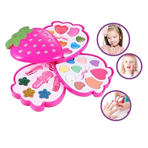 BESTonZON 1satz Schminkset Mit Erdbeer-Muster Waschbares Spielzeug-Make-up Für Kleine Prinzessinnen Teiliges Kosmetikset Für Mädchen Geschenkbox Für Kreative Rollenspiele von BESTonZON