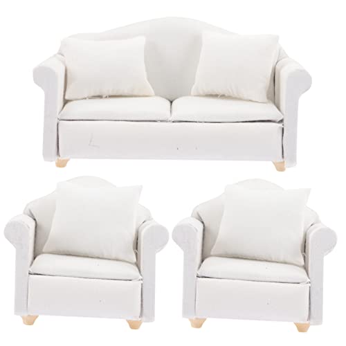 BESTonZON 1 Set Set Minimöbel Kindercouch Sofas Minispielzeug Minicouch Für Wohnaccessoires Kinderspielzeug Kindercouch Couches Miniaturmöbel Und Accessoires Baumwollstoff Weiß von BESTonZON