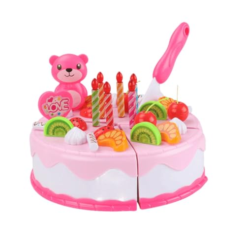 BESTonZON 1 Set Simulation Kuchen Essen Mädchen Mädchen Kuchen Kuchen Schneiden Früh Pädagogisches Kuchen Schneiden Geburtstag Kuchen Rosa Kunststoff von BESTonZON