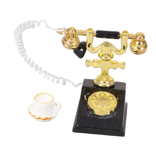 BESTonZON Your Dollhouse Scene Set Mit 2 Mini-Retro-telefonen Und Tassen Spielzeug-zubehör von BESTonZON