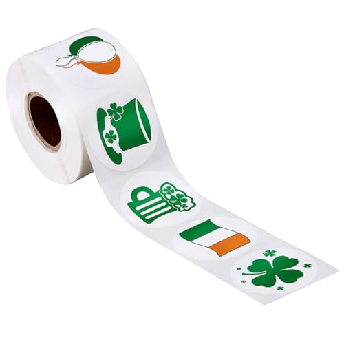 BESTonZON 500 Stück Einfache Aufkleber Zu St. Patrick‘s Aufkleber Tütenaufkleber Zum Verpacken Dekorativer Etiketten von BESTonZON
