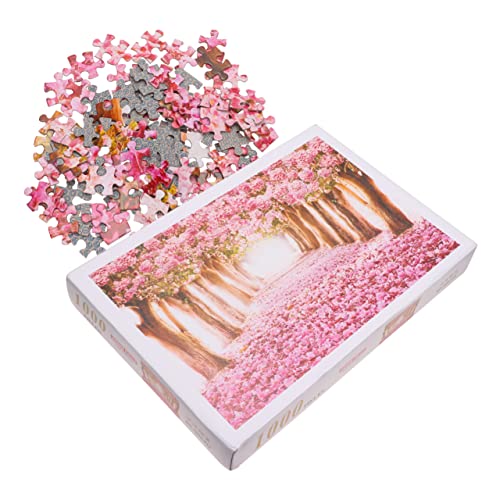 BESTonZON 1 Stück 1000 Kirschblüten-Puzzle Puzzle-Spielzeug schwierige Rätsel Rätsel für Erwachsene Kirschbaum-Puzzle Puzzle für Erwachsene Kirsche Malerei Kind Rosa von BESTonZON