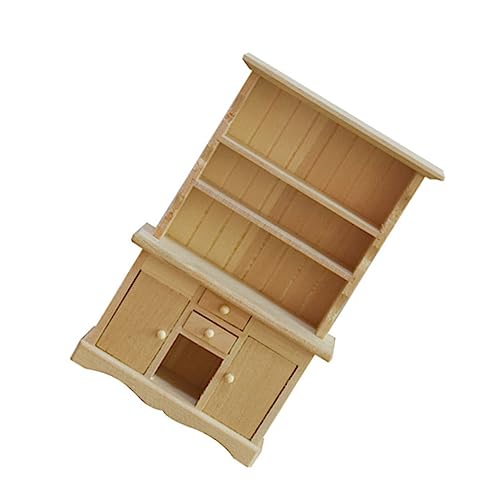 BESTonZON 1 Stück 112 Puppenhaus Bücherregal Schrank Dekoration Bücherregal Puppenhausmöbel Spielzeughaus Mini Schreibtischmöbel Mini Bücherregal Minimöbel Miniaturmöbel Holz Beige von BESTonZON