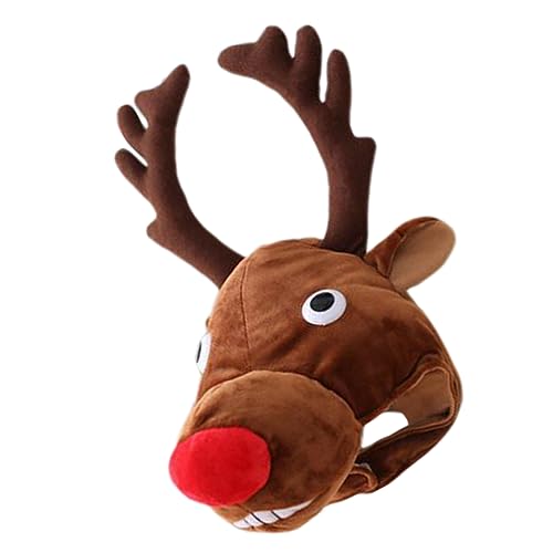 BESTonZON 1 Stück Elchkopfbedeckung Hut Weihnachten Weihnachtshirschmütze Plüsch Individuelle Hüte Geburtstag Neuheit Weihnachtsmütze Mini-hut Dummer Hut Bunt Klein Lustig Pp Baumwolle von BESTonZON