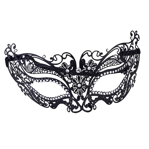 BESTonZON 1 Stück Metall-Diamant-Eisen-Maske halloween dekoration halloween-dekoration halloween masks halloweendeko für Halloween-Party gotisch Party-Maske Metallmaske Black von BESTonZON