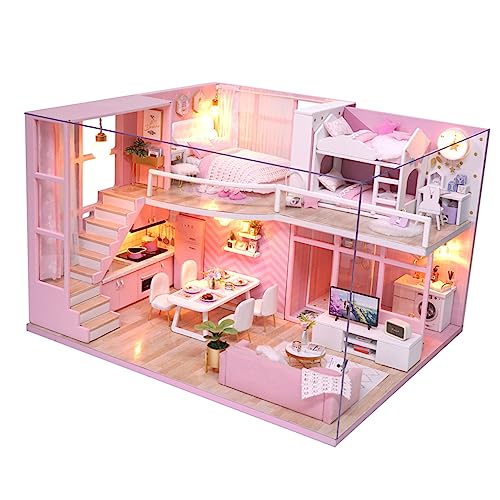 BESTonZON 1 Stück Mini-Wohnung DIY Holzhaus Handgemachtes Spielzeughaus Kreatives Miniaturhaus DIY Wohnung selber Bauen Miniatur DIY Miniatur DIY Wohnung Kabinenmodell von BESTonZON