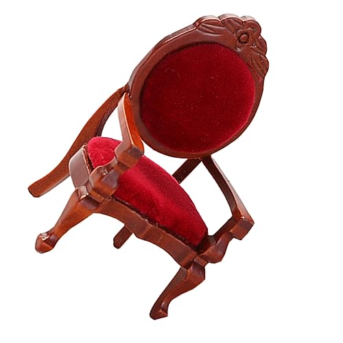 BESTonZON 1 Stück Modellstuhl für kleinmöbel House Decoration Handgefertigter Holzstuhl stylingbã¼rsten Kinderspielzeug Puppe Vintage geschnitzter Stuhl Mini-Stuhlfigur Birke rot von BESTonZON