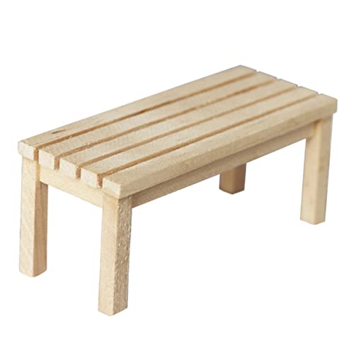 BESTonZON 1 Stück Puppenhaus Langes Hocker Modell Mini Rechteckig Möbel Holzbank Handgefertigtes Bankmodell Stuhlbank Aus Holz Beige Hölzern von BESTonZON