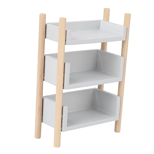 BESTonZON 1 Stück Puppenhaus-Organizer Mehrschichtiges Regal Kleines Hausmodell Kleine Hausschmuck DIY Zubehör Kleines Hauszubehör Kleinigkeiten-Regal-Modell Hölzern Grey von BESTonZON
