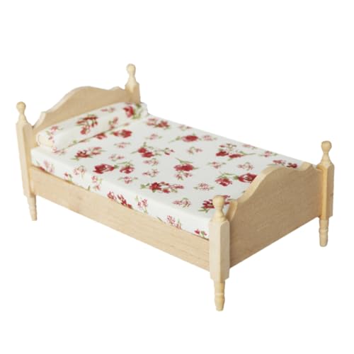 BESTonZON 1 Stück Puppenstuben-Einzelbett mit Matratze kinderzimmerdeko Dekoration kinderzimmer kinderknallzeug babybett beige Mini Einzelbett-Modell Bettmodell hölzern Weiß BESTonZON 1 Stück Puppenstuben-Einzelbett mit Matratze kinderzimmerdeko Dekoration kinderzimmer kinderknallzeug babybett beige Mini Einzelbett-Modell Bettmodell hölzern Weiß von BESTonZON
