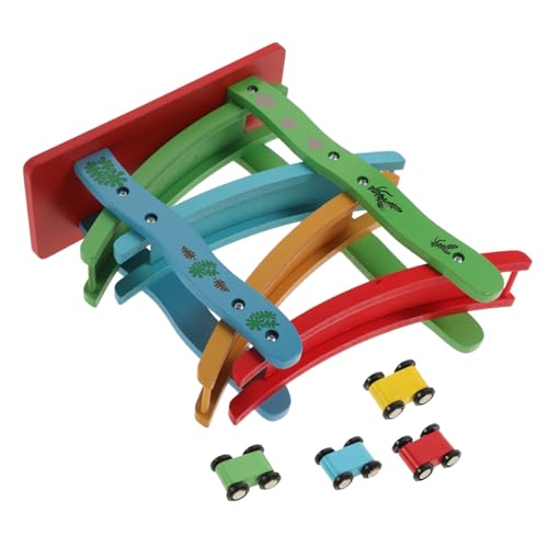 BESTonZON 1 Stück Vierstöckiger Gleisblock Pädagogisches Holzspielzeug Segelflugzeugspielzeug Schienengleitblöcke Schieberwagenspielzeug Schienengleiter- Rennspiel Hölzern von BESTonZON