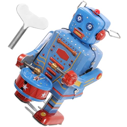 BESTonZON 1 Stück Vintage Aufziehspielzeug Roboter aus Blech Mechanisches Trommelspielzeug für Sammler und Kreative Blau Handgefertigtes Retro Design für Zuhause und Büro BESTonZON 1 Stück Vintage Aufziehspielzeug Roboter aus Blech Mechanisches Trommelspielzeug für Sammler und Kreative Blau Handgefertigtes Retro Design für Zuhause und Büro von BESTonZON