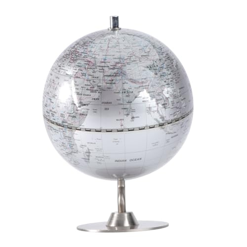 BESTonZON 1 Stück mit Ständer Weltkarte World map Earth of All map of The World stehaufebh lehrreich Globuskinder Dekorationen Weltkugel für den Unterricht Desktop-Weltkugel Silver von BESTonZON