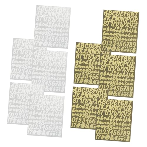 BESTonZON 10 Blätter -Buchstaben-Aufkleber Zahlenaufkleber Alphabet-Aufkleber DIY-Scrapbooking-Aufkleber Zeitschriftenbedarf Kleine Aufkleber Buchstabenaufkleber -Vinyl-Aufkleber von BESTonZON