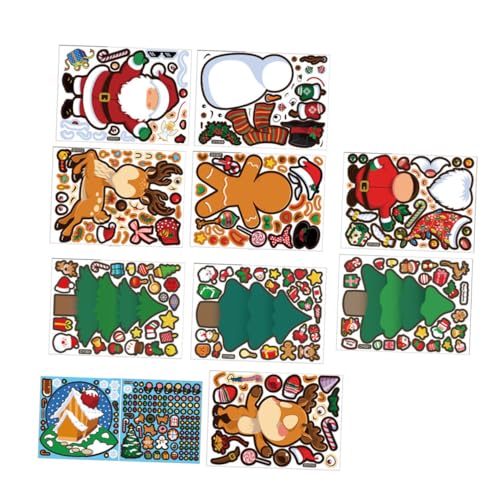 BESTonZON 10 Blätter Weihnachtsaufkleber Feiertagsverzierungsaufkleber DIY-spielaufkleber Kinderspielzeug Weihnachtshandwerk Aufkleber Weihnachtshandwerksaufkleber Partyzubehör PVC von BESTonZON