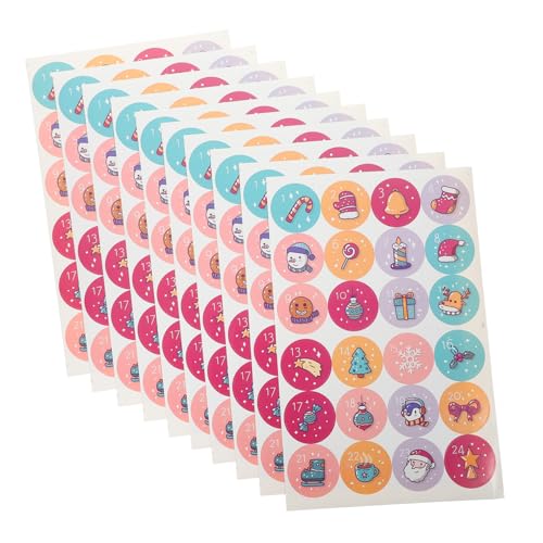 BESTonZON 10 Blätter Weihnachtsaufkleber Geschenkverpackungsetiketten Runde Etiketten Zum Backen Backsiegelaufkleber Umschläge Verschlussetiketten Weihnachtsfeier Ornament Papier von BESTonZON