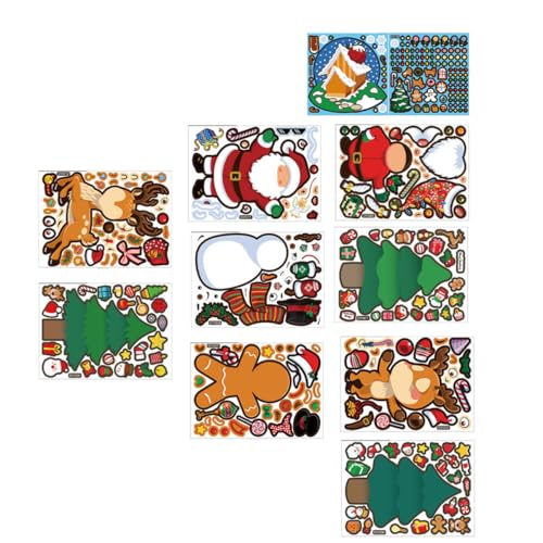BESTonZON 10 Blätter Weihnachtsaufkleber Weihnachtspuzzle-Aufkleber Weihnachtshandwerksaufkleber Aufkleber Für Weihnachtsspiele Feiertagsverzierungsaufkleber DIY-Puzzle-Aufkleber PVC von BESTonZON