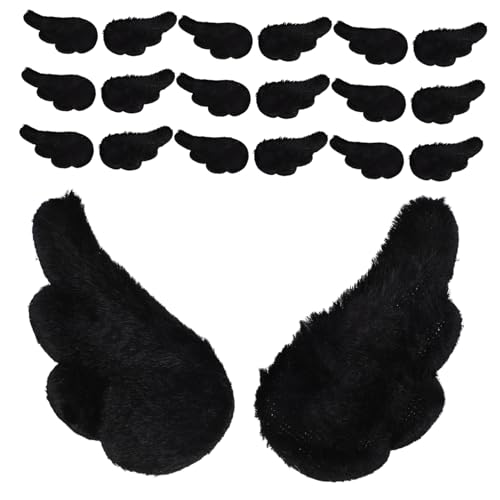 BESTonZON 10 Paar Puppe Flügel Dekorative Flügel für Basteln Ornamente Flügel Bastelmaterial Flügel kleine Engelsflügel zum Basteln Patches aufnähen Plüsch Black von BESTonZON