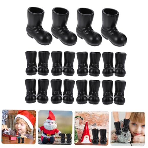 BESTonZON 10 Paare Mini Weihnachtsmann Stiefel Miniatur Schuhe Puppenhaus Deko Teiliges Schwarze Mini Stiefel Xmas Props für Basteln von BESTonZON