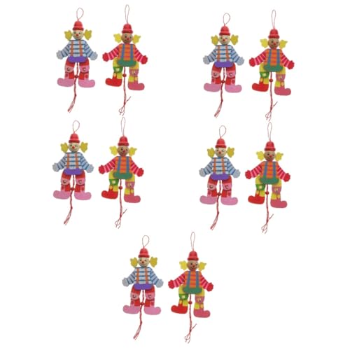 BESTonZON 10 STK Handpuppen Kinderspielzeug interaktives Spielzeug Vorstellung Spielset aus Holz Korb Spielzeuge Marionette aus Holz Clown- -Marionette Karikatur Puppenspiel mit Linie von BESTonZON