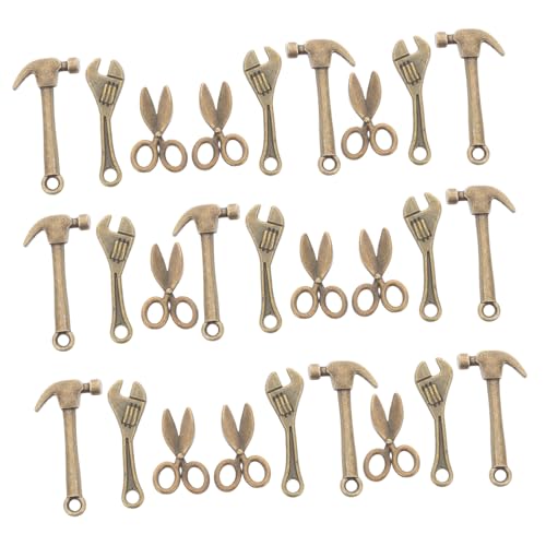 BESTonZON 10 Sätze Teiliges Miniatur-werkzeugset aus Legierung mit Mini-schraubenschlüssel Hammer und Schere Realistische Stabile Modellbau Puppenhaus-deko für Basteln und Reparatur von BESTonZON