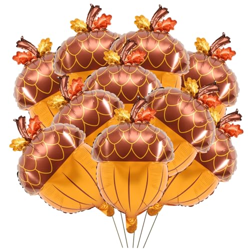 BESTonZON 10 Stück Aluminiumfolie Luftballons in Tannenzapfenform Herbstliche Partydeko für Thanksgiving Dekorative Folienballons für Herbst und Erntedankfest Attraktives Design für BESTonZON 10 Stück Aluminiumfolie Luftballons in Tannenzapfenform Herbstliche Partydeko für Thanksgiving Dekorative Folienballons für Herbst und Erntedankfest Attraktives Design für von BESTonZON