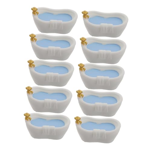 BESTonZON 10 Stück Babyhausbadewanne Puppenhaus-miniaturen Mini-puppenhauszubehör Mini -wanne Puppenhaus-Badezimmer-Requisiten Mini Möbel Miniatur-Dinge Badewanne Für Puppen Plastik Weiß von BESTonZON