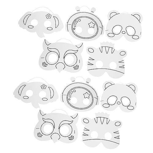 BESTonZON 10 Stück Diy Teiliges aus Leeren Papiermasken Tiermasken zum Ausmalen für Kindergeburtstage Halloween und Kreative Bastelprojekte Fördert Selbstverwirklichung und Spaß Beim von BESTonZON