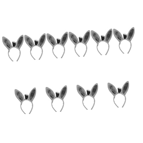 BESTonZON 10 Stück Esel Stirnband Süßes Stirnband Süßes Eselsohren-stirnband Esel-kostümzubehör Tierische Kopfbedeckung Tierohren Stirnbänder Plüsch-tierhaarband Tiere Aus Rosa Grau Plastik von BESTonZON