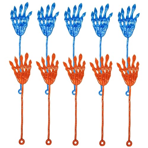 BESTonZON 10 Stück Halloween Klebrige Hände Elastische Stressabbau Requisiten für Partys und Kreative Streiche Blau Orange aus Tpr für Geburtstagsfeiern und Halloween Dekoration von BESTonZON