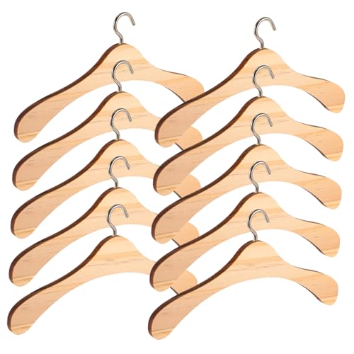 BESTonZON 10 Stück Holz Kleiderbügel für Puppen Bjd Puppenzubehör zum Aufhängen von Puppenkleidung Praktische und Stilvolle Lösung für Puppenhäuser BESTonZON 10 Stück Holz Kleiderbügel für Puppen Bjd Puppenzubehör zum Aufhängen von Puppenkleidung Praktische und Stilvolle Lösung für Puppenhäuser von BESTonZON