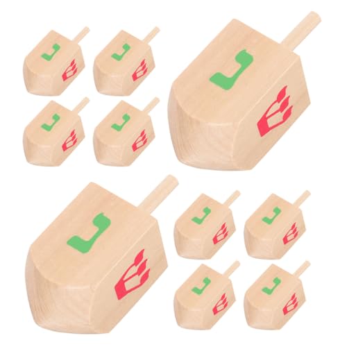 BESTonZON 10er-Pack Kinderspielzeug Handgefertigte Kreisel Aus Holz Für Chanukka-partydekorationen von BESTonZON