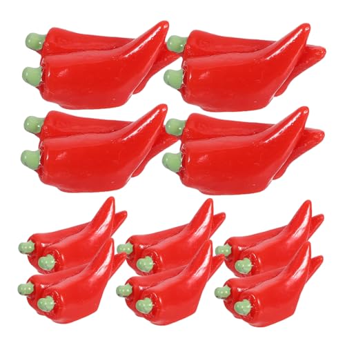 BESTonZON 10 Stück Künstliche Miniatur Chili Paprika Deko Realistische Gemüse Figuren für Fotografie Kreative Küchen Dekoration und DIY Mini Landschaften von BESTonZON