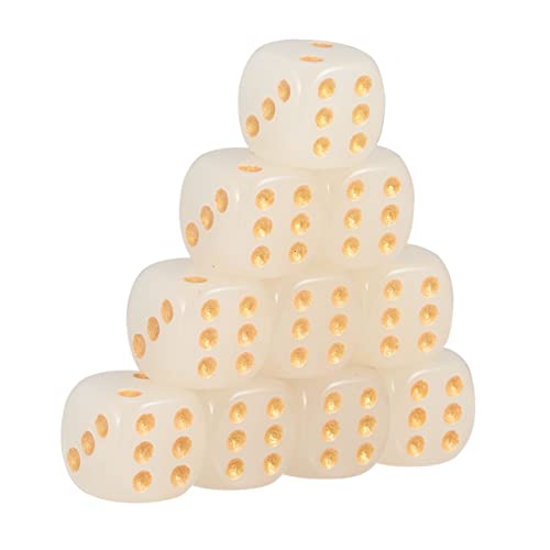 BESTonZON 10 Stück Leuchtende Flecken glühen Nachtleuchtend Spiel LED-Leuchtwürfel leuchtpunkte partydeko Einschulung Goldwürfel mit runden Ecken Party- Acryl Golden von BESTonZON