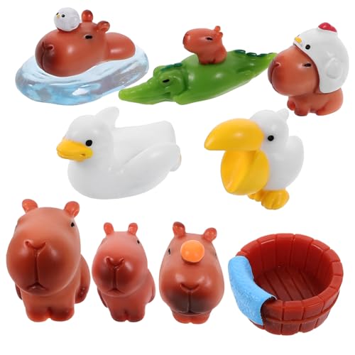 BESTonZON 10 Stück Mikrolandschaft Wasserschwein Gans Babyspielzeug winzige Tiere Mini-Entenfiguren bücherregal Dekoration buchregal Dekoration Miniatur-Tierstatue Tierfigur Harz von BESTonZON