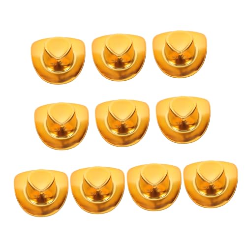 BESTonZON 10 Stück Mini Cowboy Hüte mit Glitzereffekt Kleine Western Hüte aus Kunststoff Vielseitig für Puppendeko DIY Bastelprojekte Partydeko Sichere und Trendige Accessoires von BESTonZON