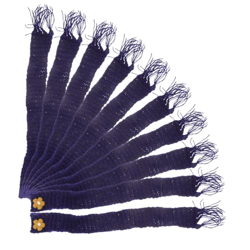 BESTonZON 10 Stück Mini Strickschals aus Baumwolle Verstellbare DIY Puppenschals und Weinflaschen Schal Dekoration Weicher Langlebiger für Bastelprojekte und Kleine Accessoires von BESTonZON