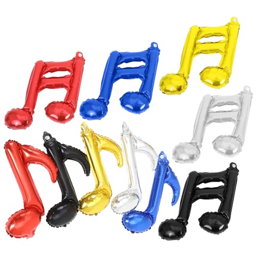 BESTonZON 10 Stück Musiknoten Folienballons Aluminiumballons für Geburtstagsfeiern Hochzeiten und Shower Dekorationen Wiederverwendbar und Auffällig für Musik Themenpartys von BESTonZON